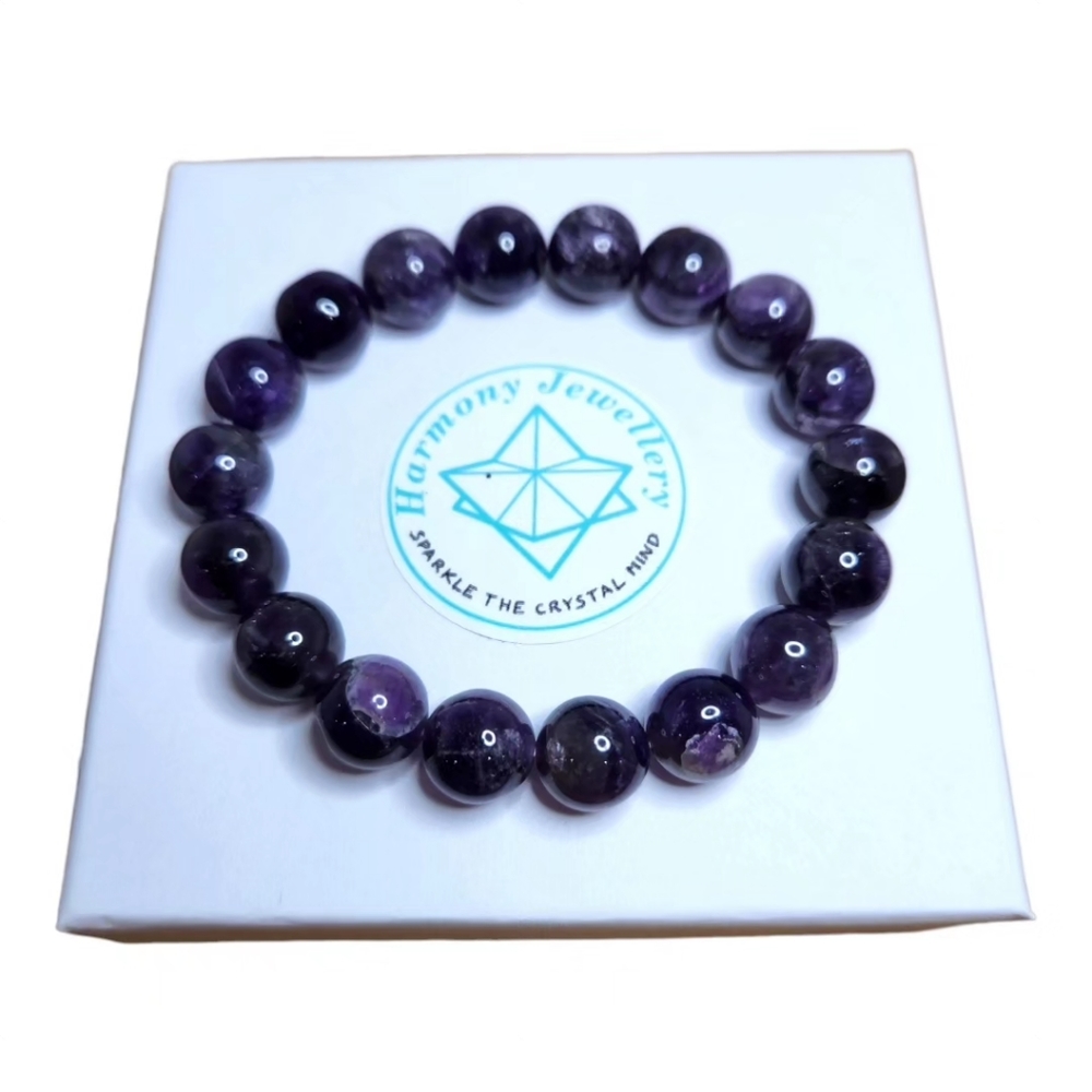 10 mm Amethyst Beaded Bracelet